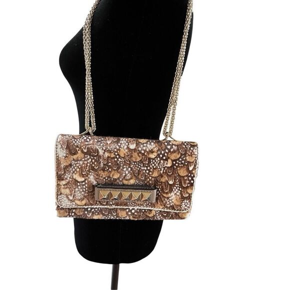 VTG VALENTINO GARAVANI  Calf Hair Feather Rockstud Crossbody Shoulder Clutch - Picture 14 of 16